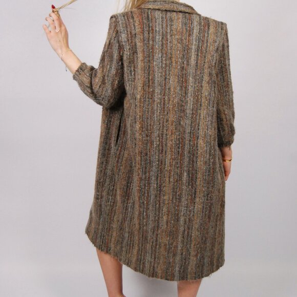 70s Mohair Duster Jacket (S) small grey brown MJ Seattle vintage trench wool - Picture 3 of 9